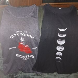 SHEIN Gray and Black Graphic Tank Tops